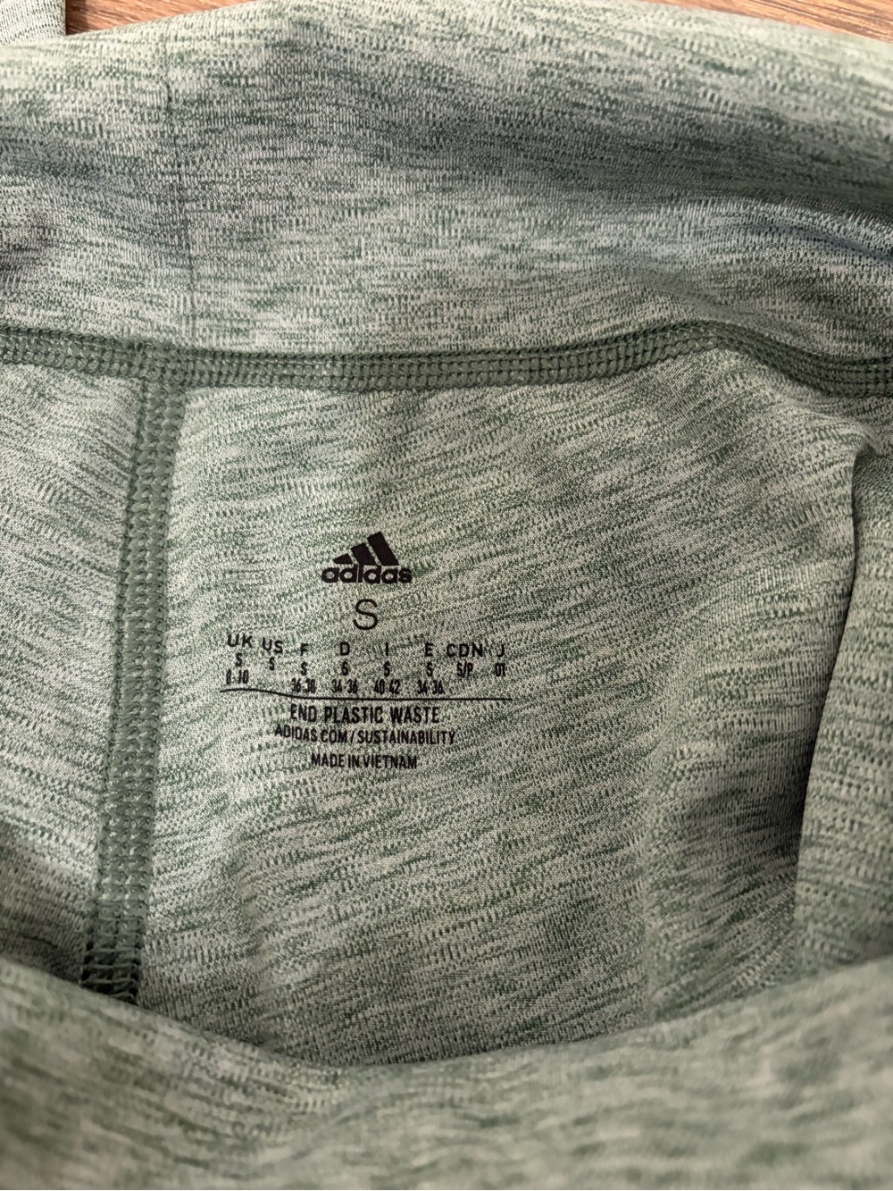 ADIDAS Sage Green Heathered Sports Bra and High-Waist Leggings Set - Picture 4 of 6
